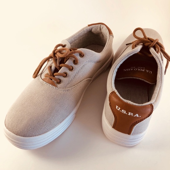 US POLO CANVAS GREY and BROWN Trim sneakers - Picture 7 of 8